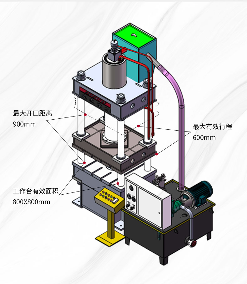 315噸雙缸彩石瓦拉伸液壓機(jī) 315噸金屬瓦成型油壓機(jī) 模型圖